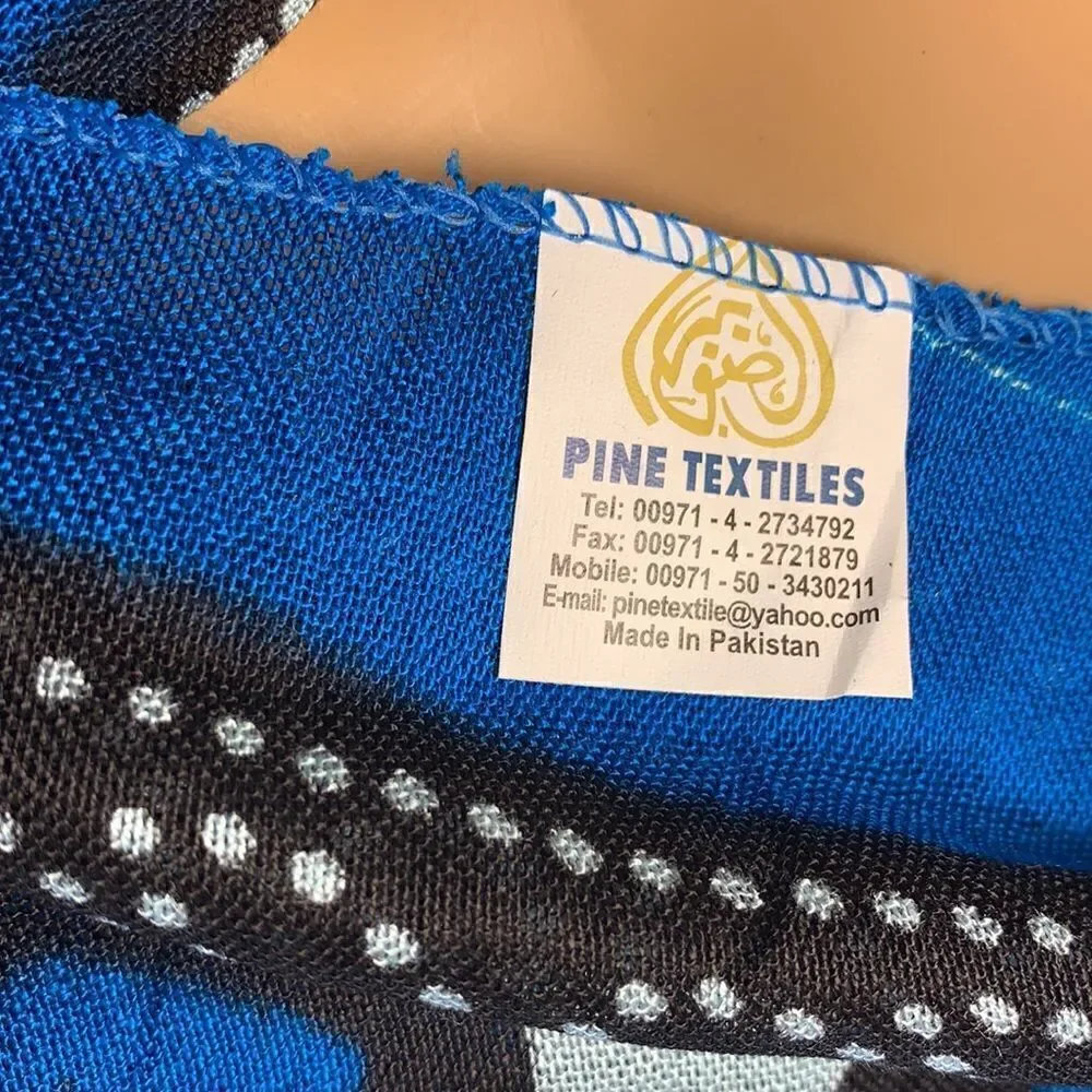 Pine Textiles Pakistan Light Weight Scarf Black Blue 60 Inches X 35 Inches